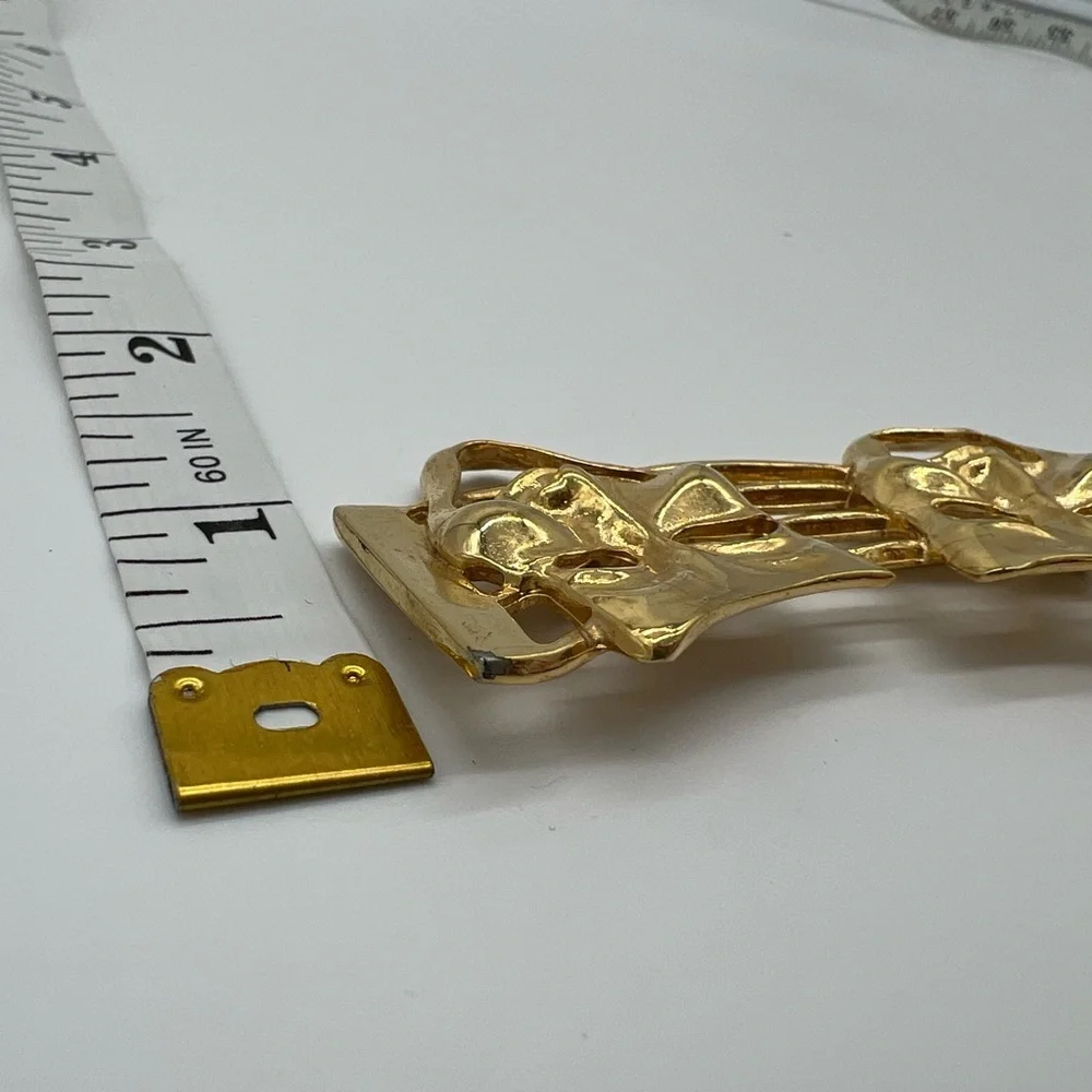 Vintage‎ Gold Tone Theater Mask Brooch – Comedy Tragedy Abstract Art Pin 3